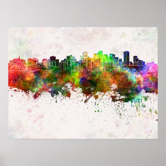 Edmonton skyline im Watercolor background Poster (Vorne)