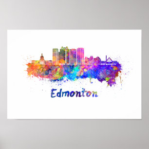 Edmonton V2 skyline im Watercolor Poster