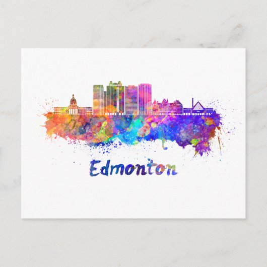 Edmonton V2 Skyline in Aquarellfarbe Postkarte (Vorderseite)
