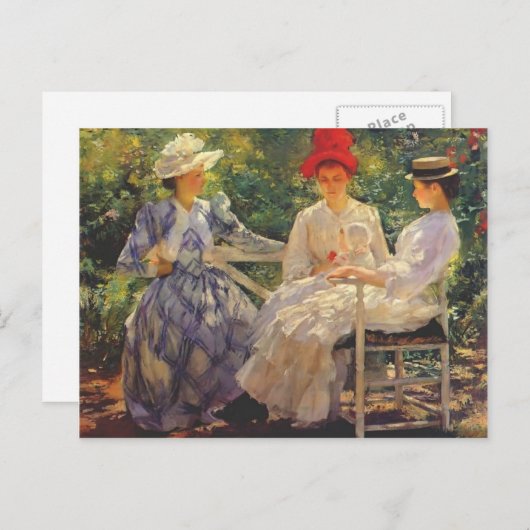 Edmund Charles Tarbell - In einem Garten Postkarte (Vorne/Hinten)