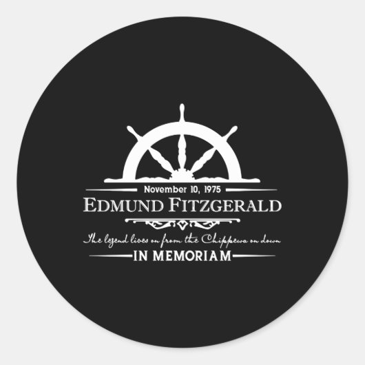 Edmund Fitzgerald in Erinnerungen Gitche Gumee Runder Aufkleber (Vorderseite)