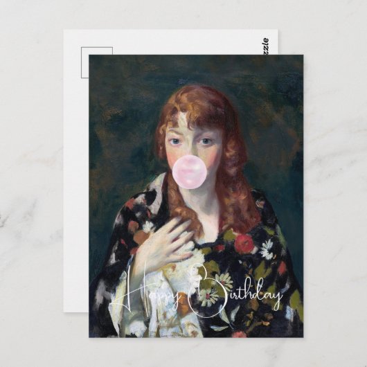 Edna blasen Kaugummi Happy Birthday Postkarte (Vorne/Hinten)