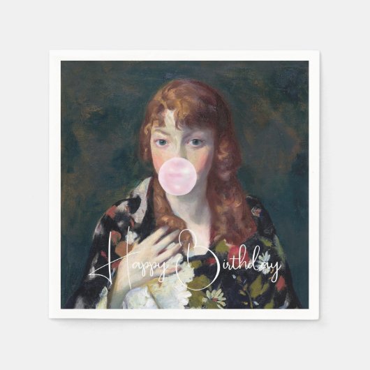 Edna blasen Kaugummi Happy Birthday Serviette (Vorderseite)