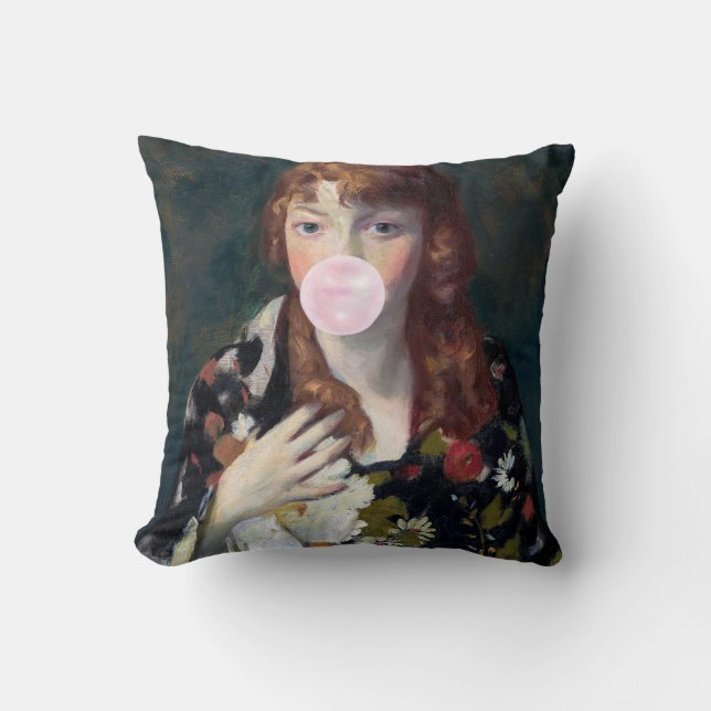 Edna bläst einen rosa Kaugummi Kissen (Vorderseite)