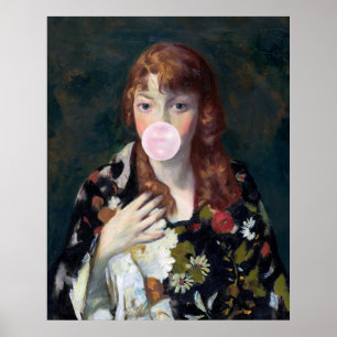 Edna bläst einen rosa Kaugummiballon Poster