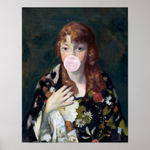 Edna bläst einen rosa Kaugummiballon Poster