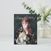 Edna bläst pink blubble gum Glückwunsch Geburtstag Postkarte (Stehend Vorderseite)