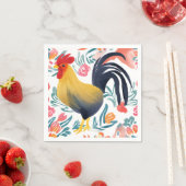 Edna der Hahn | Aquarell-Blumen-Huhn Serviette (Beispiel)