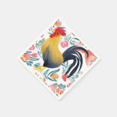 Edna der Hahn | Aquarell-Blumen-Huhn Serviette (Ecke)