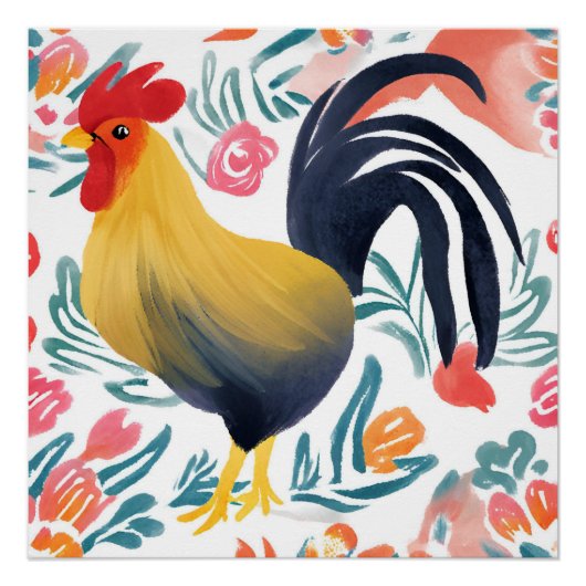 Edna the Rooster | Flora-Hühnchen Poster (Vorderseite)