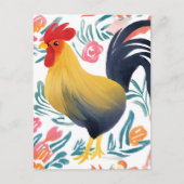 Edna the Rooster | Flora-Hühnchen Postkarte (Vorderseite)