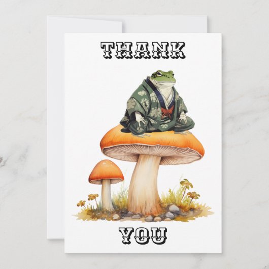 Edo-Ära-Charakterfrosch sitzend auf Pilz Dankeskarte (Vorderseite)