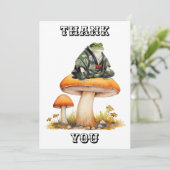 Edo-Ära-Charakterfrosch sitzend auf Pilz Dankeskarte (Stehend Vorderseite)