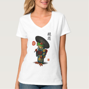 Edo Frog in Kimono mit Parasol T-Shirt