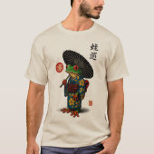Edo Frog in Kimono mit Parasol T-Shirt (Vorderseite)