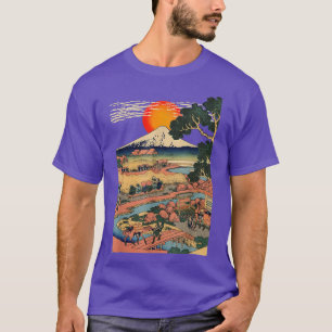 , Edo Japan Scenery, Sunset at Mount Fuji Ukiyo  T-Shirt