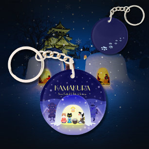 Edo-Nekos schneebedeckte Feier Runde Akryllisch Schlüsselanhänger