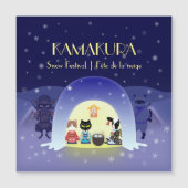 Edo-Nekos schneesichere Feier Magnetkarte (Vorderseite)