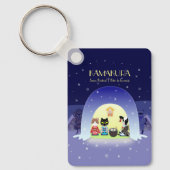 Edo-Nekos Snowy Celebration Rectangle Schlüsselanhänger (Vorderseite)