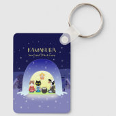 Edo-Nekos Snowy Celebration Rectangle Schlüsselanhänger (Rückseite)