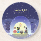 Edo-Nekos Snowy Celebration Round Getränkeuntersetzer (Vorne)