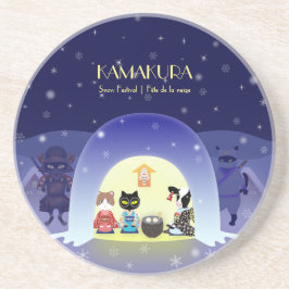 Edo-Nekos Snowy Celebration Round Getränkeuntersetzer