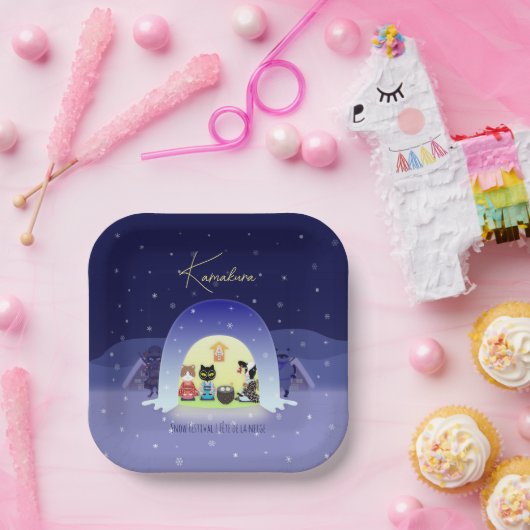 Edo-Nekos Snowy Celebration Square Pappteller (Party)