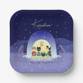Edo-Nekos Snowy Celebration Square Pappteller (Vorderseite)