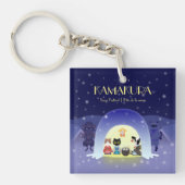 Edo-Nekos Snowy Celebration Square Schlüsselanhänger (Vorderseite)