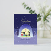 Edo-Nekos Snowy Celebration Standard Postkarte (Stehend Vorderseite)