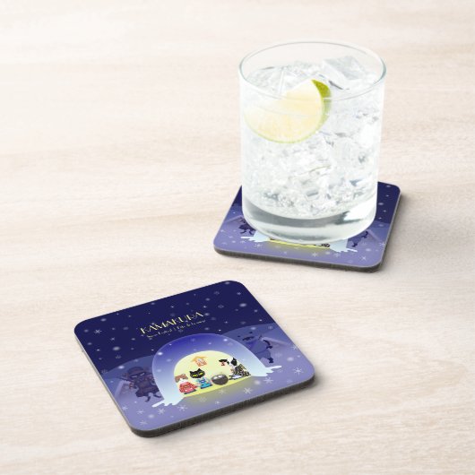 Edo-Nekos Snowy-Feier Getränkeuntersetzer (Rechte Seite)