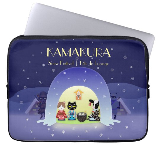 Edo-Nekos Snowy-Feier Laptopschutzhülle (Vorderseite)