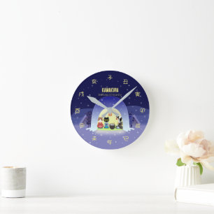 Edo-Nekos Snowy-Feier Runde Wanduhr