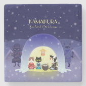 Edo-Nekos Snowy-Feier Steinuntersetzer (Vorderseite)