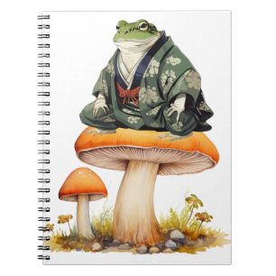 Edo-Schurkenfrosch sitzend auf Pilz Notizblock