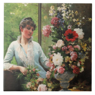 Edouard Debat-Po Vorbereitung der Blume Fliese