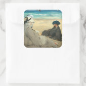 Edouard Manet - Am Strand Quadratischer Aufkleber (Tasche)
