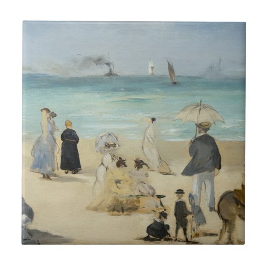 Edouard Manet - Am Strand von Boulogne-sur-Mer Fliese (Vorderseite)