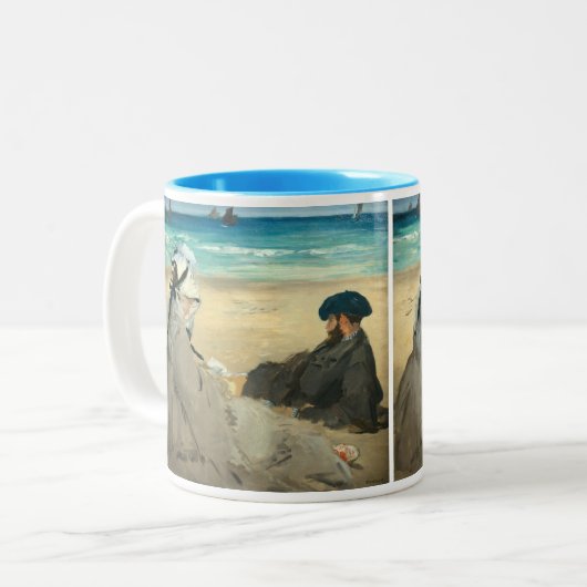 Edouard Manet - Am Strand Zweifarbige Tasse (Vorderseite Links)