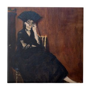 Edouard Manet - Berthe Morisot mit einem Fächer Fliese