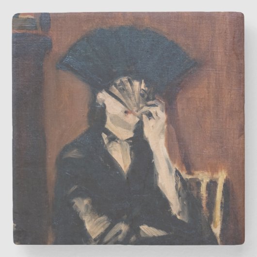 Edouard Manet - Berthe Morisot mit einem Fan Steinuntersetzer (Vorderseite)