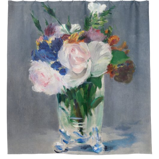 Edouard Manet - Blume in einer Kristallvase Duschvorhang (Vorderseite)