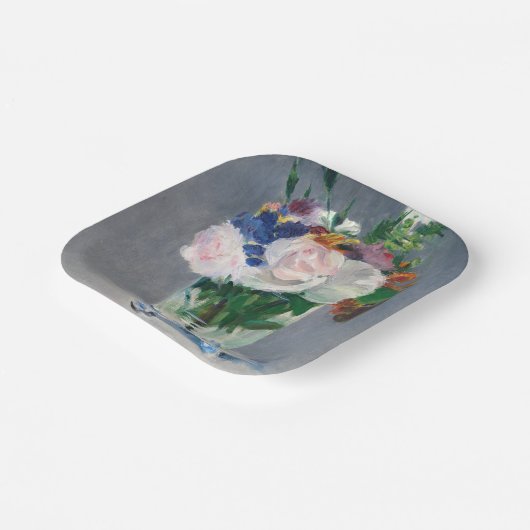 Edouard Manet - Blume in einer Kristallvase Pappteller (Gewinkelt)