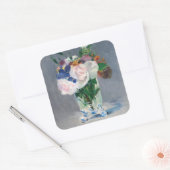 Edouard Manet - Blume in einer Kristallvase Quadratischer Aufkleber (Umschlag)