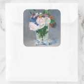 Edouard Manet - Blume in einer Kristallvase Quadratischer Aufkleber (Tasche)
