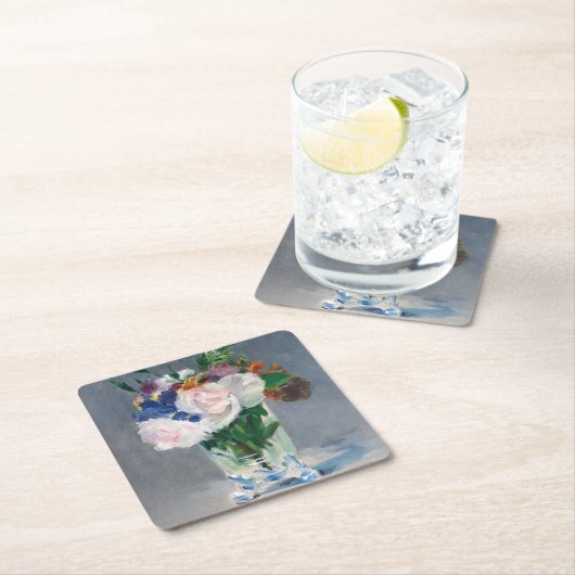 Edouard Manet - Blume in einer Kristallvase Rechteckiger Pappuntersetzer (Vor Ort)