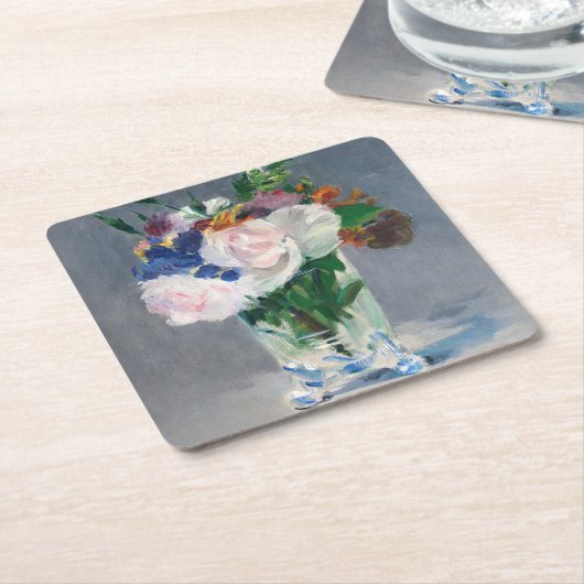 Edouard Manet - Blume in einer Kristallvase Rechteckiger Pappuntersetzer (angewinkelt)