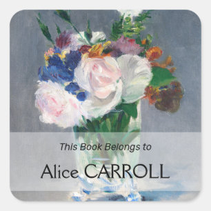 Edouard Manet - Blumen in einer Kristallvase Quadratischer Aufkleber