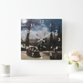 Edouard Manet - Der Hafen von Boulogne durch Mondl Quadratische Wanduhr (Zuhause)