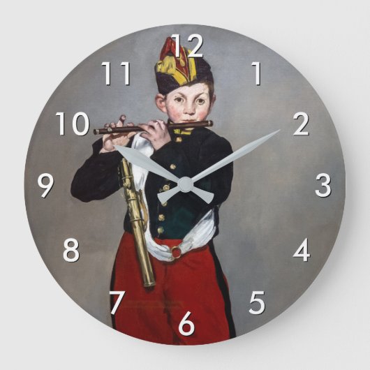 Edouard Manet - Der Pfeifer / Junger Flötist Große Wanduhr (Vorderseite)